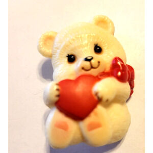 Vintage Flurry Estate Valentine Bear Heart Love Signed Pin Brooch Accessory